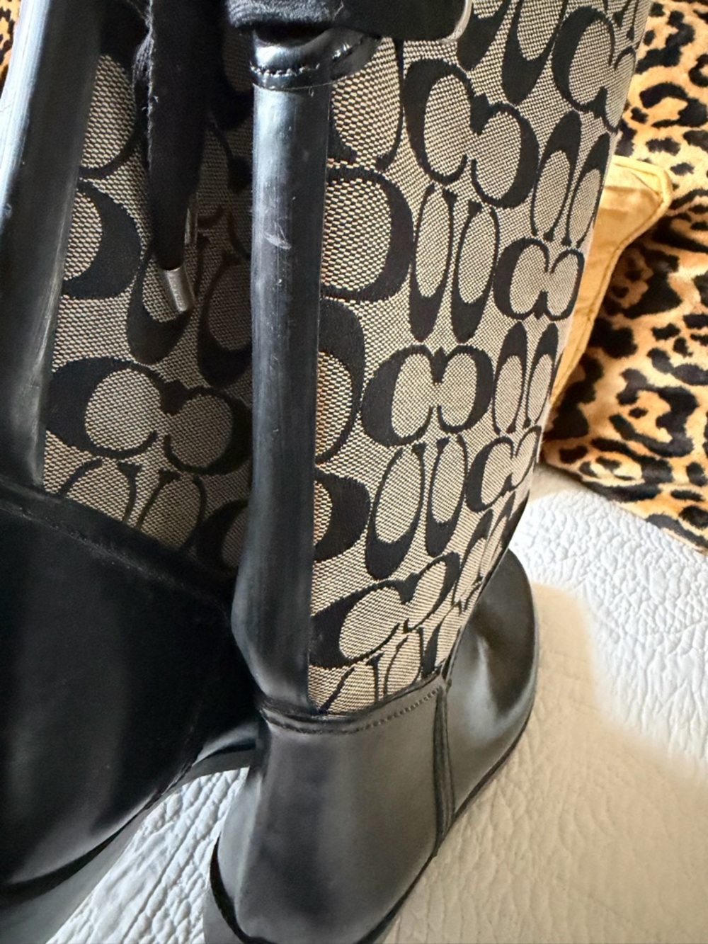 Coach Black Chelsea Boots with Taupe & Black Signature Tights - Picture 4 of 5